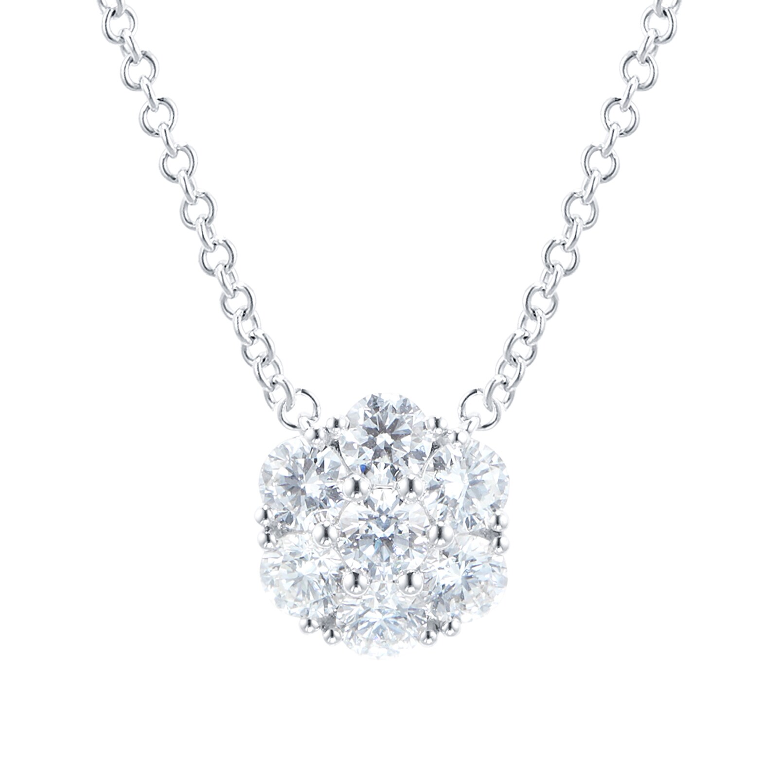 Mayors 18kt White Gold 0.70cttw Diamond Cluster Necklace
