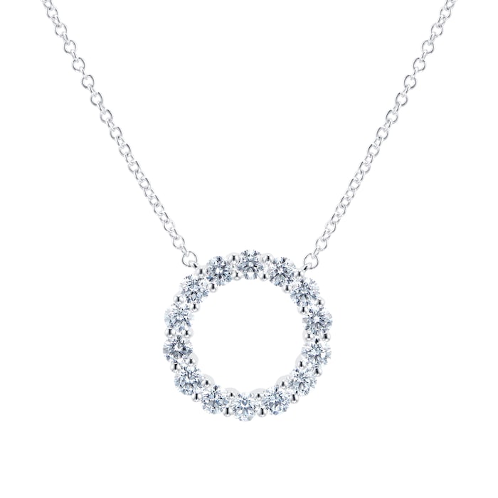 Mayors 18k White Gold 0.93cttw Diamond Circle Necklace