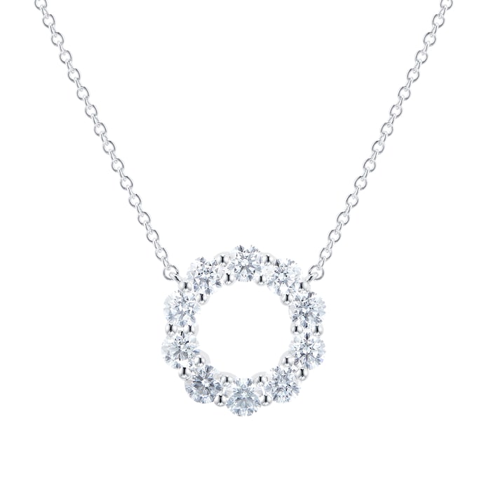 Mayors 18k White Gold 1.52cttw Diamond Circle Necklace