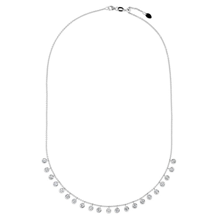 Mayors 18k White Gold 2.20cttw Diamond Bezel Set Drop Necklace