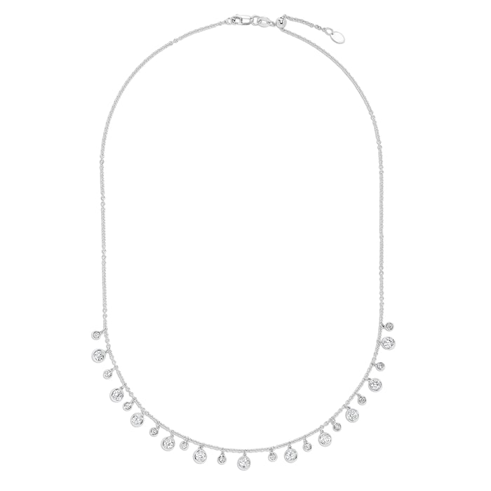 Mayors 18k White Gold 2.56cttw Mixed Diamond Drop Necklace