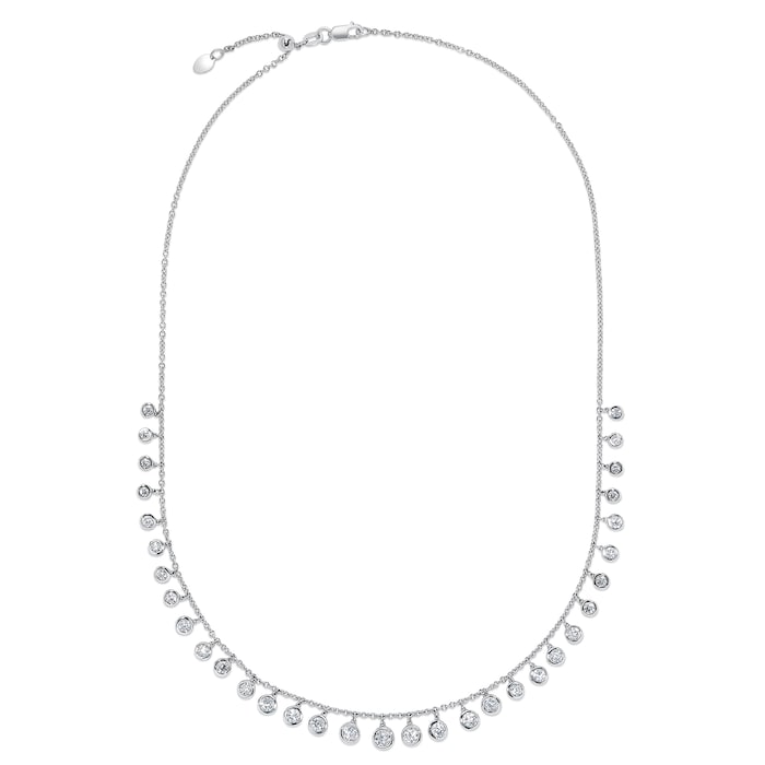 Mayors 18k White Gold 3.43cttw Mixed Diamond Drop Necklace