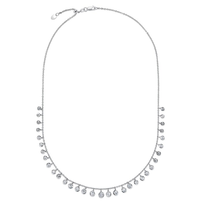 Mayors 18k White Gold 3.43cttw Mixed Diamond Drop Necklace