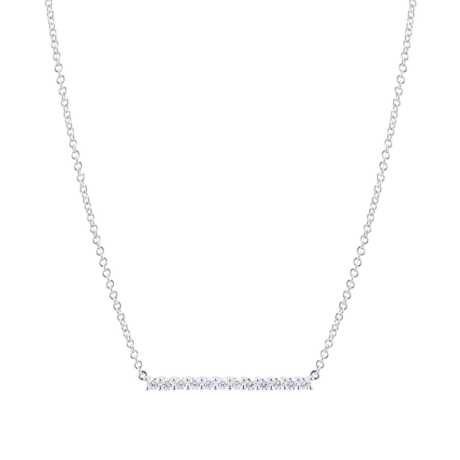 18kt white gold Rock chic diamond bar pendant necklace