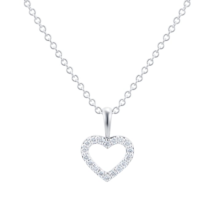 Mayors 18k White Gold 0.12cttw Diamond Heart Pendant