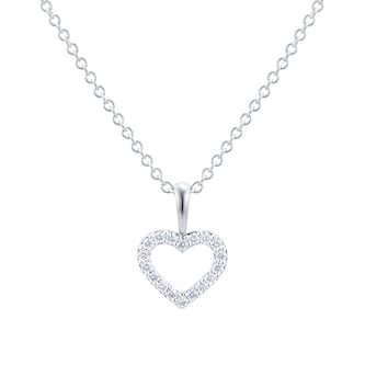 Mayors 18k White Gold 0.12cttw Diamond Heart Pendant