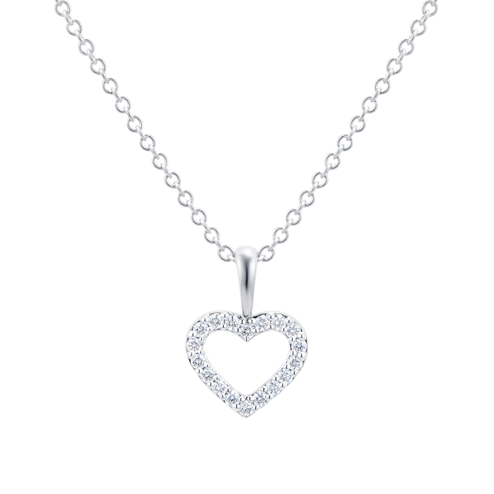 Mayors 18k White Gold 0.12cttw Diamond Heart Pendant