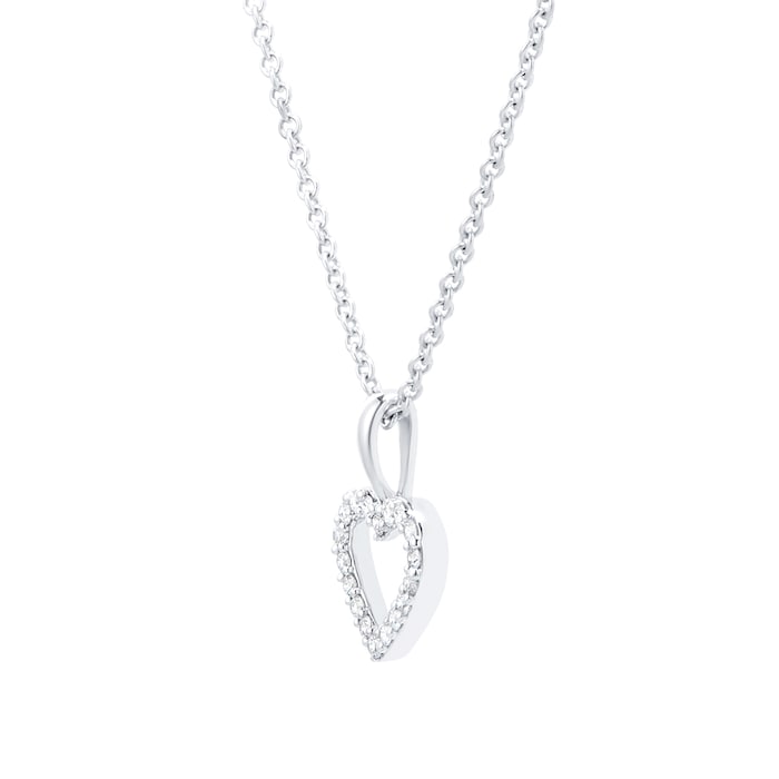 Mayors 18k White Gold 0.12cttw Diamond Heart Pendant