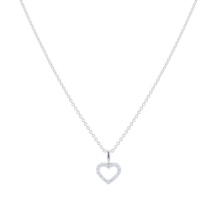 Mayors 18k White Gold 0.12cttw Diamond Heart Pendant