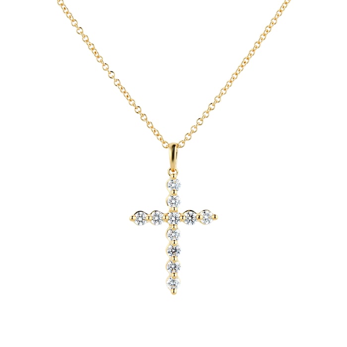 Mayors 18k Yellow Gold 0.51cttw Diamond Cross Pendant