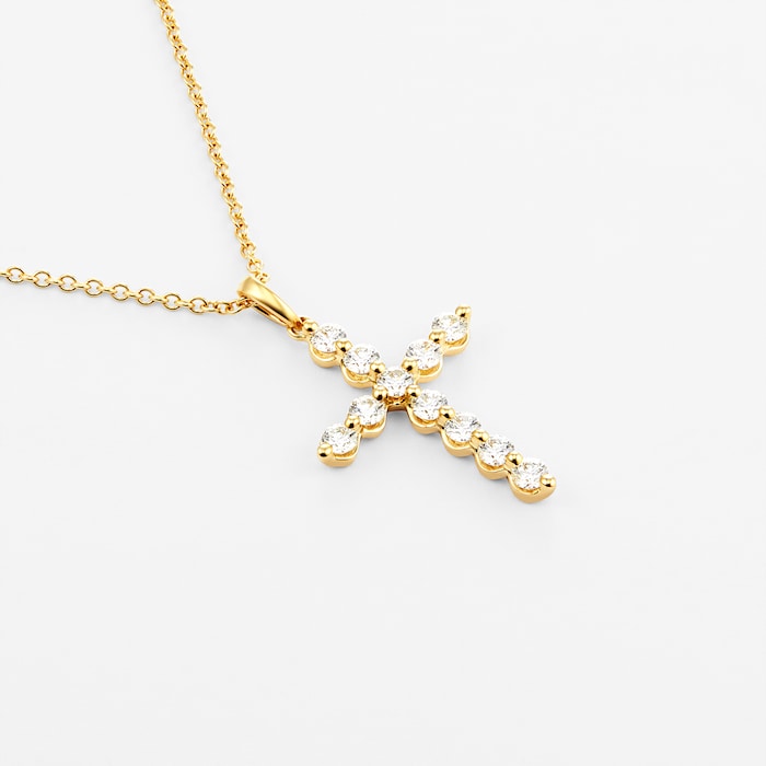 Mayors 18k Yellow Gold 0.51cttw Diamond Cross Pendant