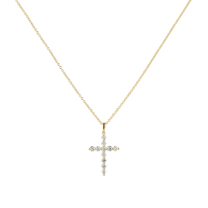 Mayors 18k Yellow Gold 0.51cttw Diamond Cross Pendant