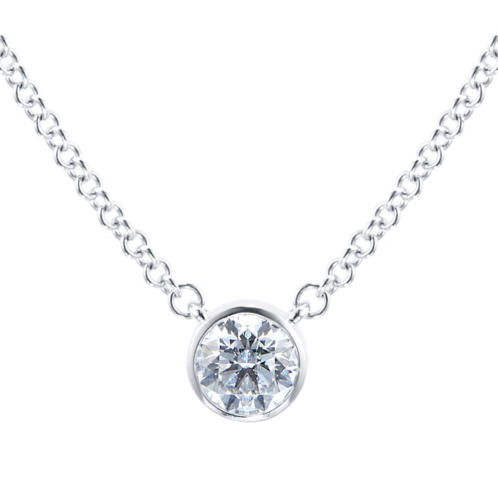 Mayors 18k White Gold 0.28cttw Bezel Set Diamond Pendant