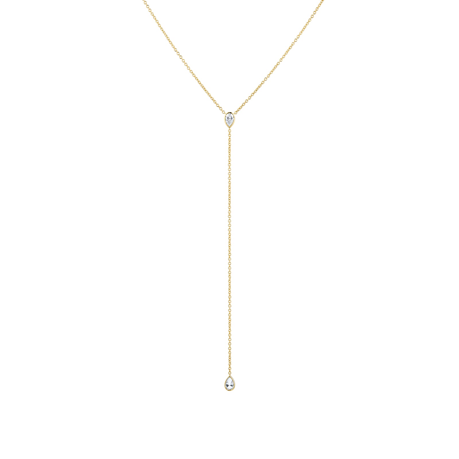 18k Yellow Gold 0.46cttw Pear Cut Diamond Lariat Necklace