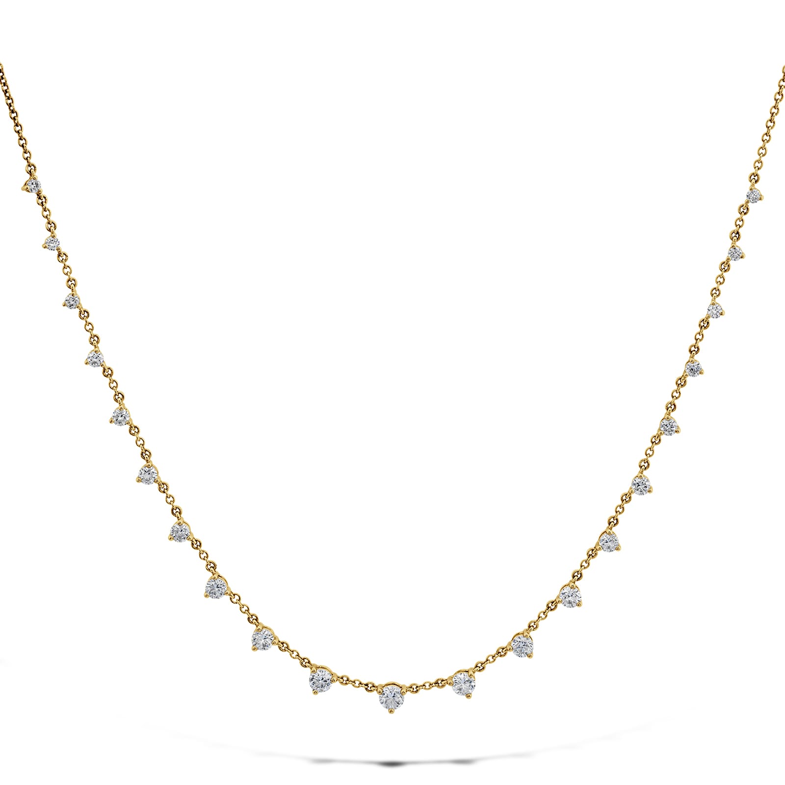 18k Yellow Gold 1.14cttw Diamond Station Necklace