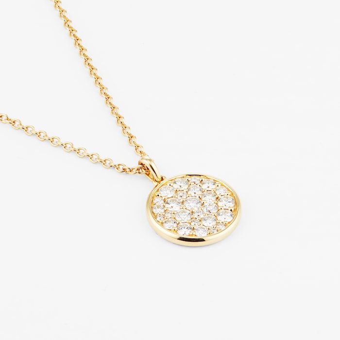 Mayors 18k Yellow Gold 0.45cttw Pave Diamond Medallion Necklace