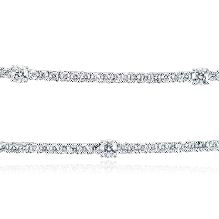 Mayors 18k White Gold 12.80cttw Diamond 2 Row Station Necklace