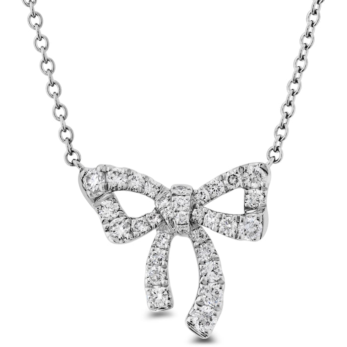 Mayors 18k White Gold 0.97cttw Diamond Large Bow Pendant