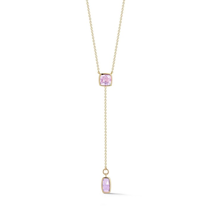 Betteridge 18k Rose Gold 3.06cttw Cushion Cut Amethyst Lariat Necklace 18"