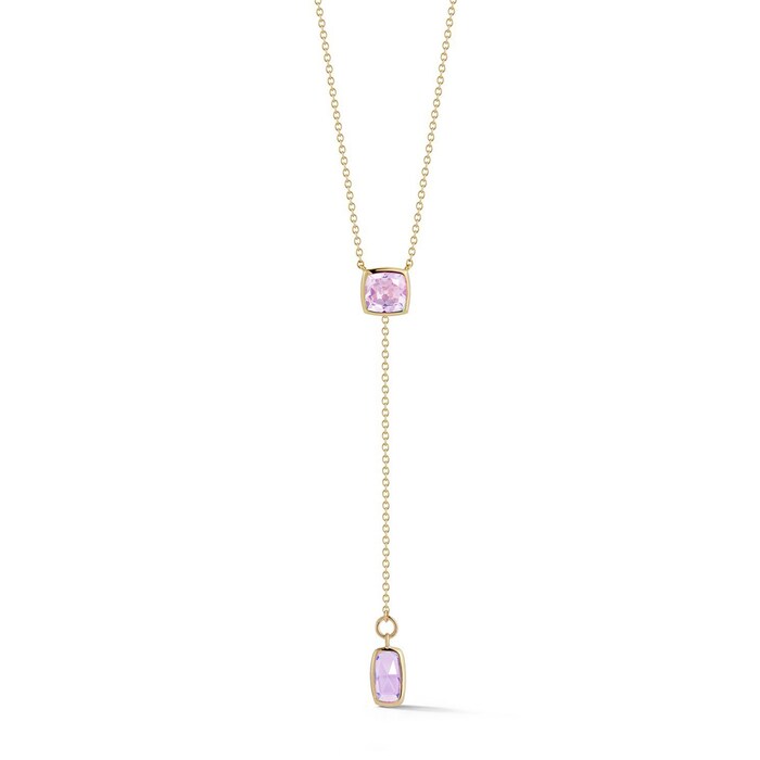 Betteridge 18k Rose Gold 3.06cttw Cushion Cut Amethyst Lariat Necklace 18"