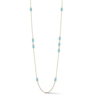 Betteridge 18k Yellow Gold Elongated Cushion Cut Blue Topaz Station Necklace 36" Betteridge 18k Yellow Gold Elongated Cushion Cut Blue Topaz Station Necklace 36"