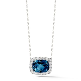 Betteridge 18k White Gold 7.52cttw London Blue Topaz and 0.91cttw Diamond Halo Pendant
