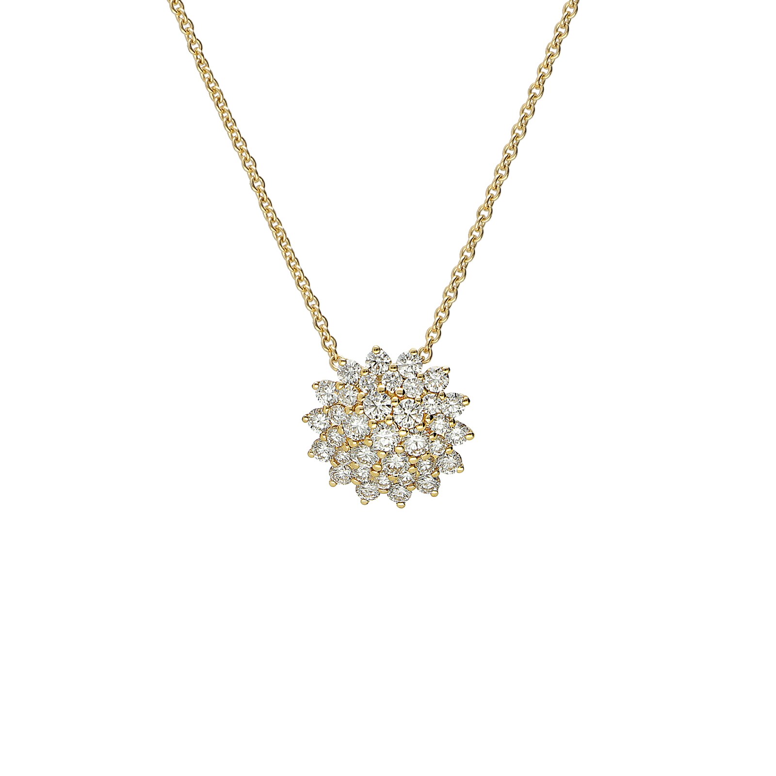 Betteridge 18k Yellow Gold 0.91cttw Diamond 13.5mm Cluster Pendant 17"