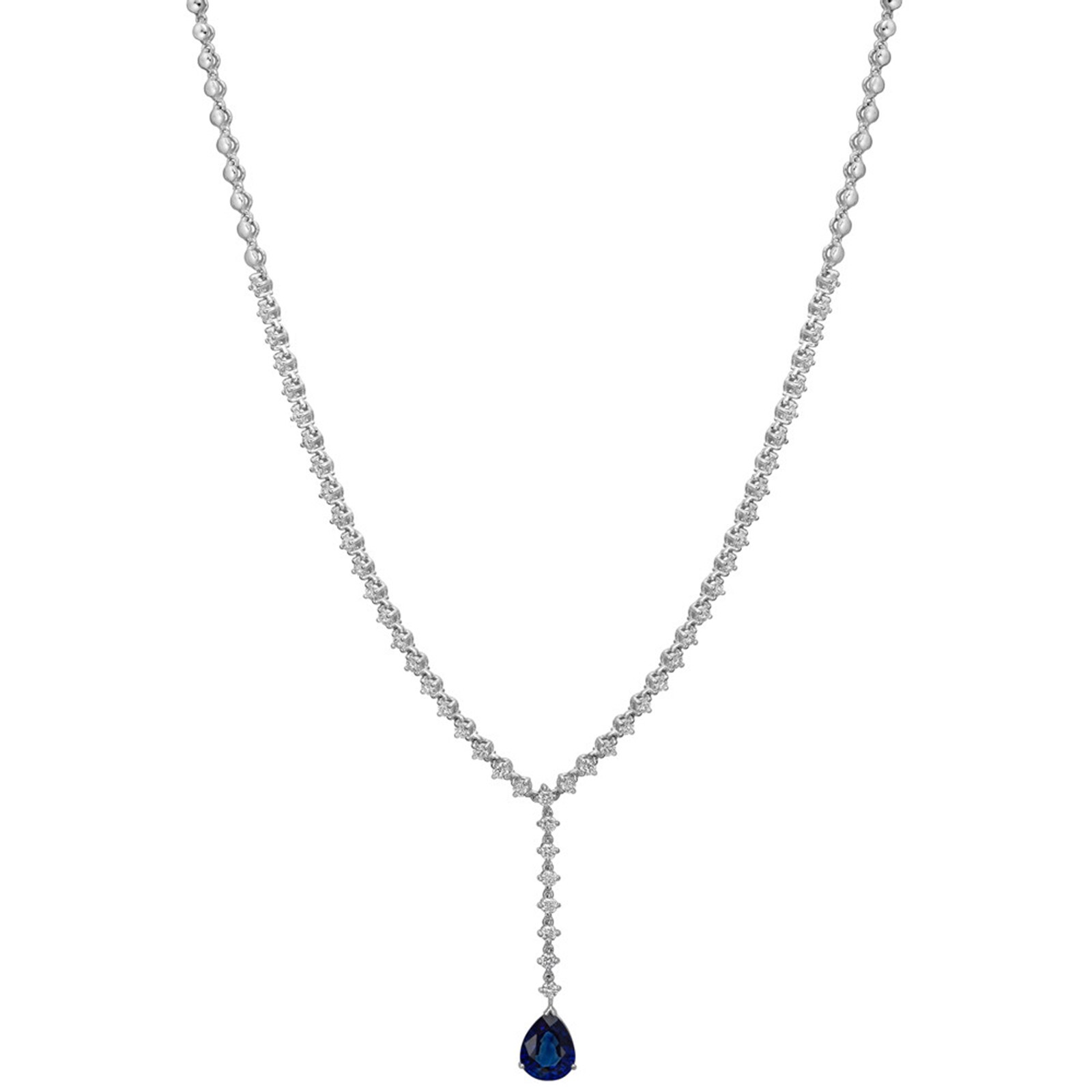 Betteridge 18k White Gold 2.05cttw Diamond and 2.34cttw Sapphire 'Y' Drop Necklace