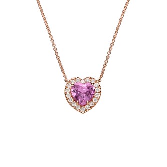 Betteridge 18k Rose Gold 0.16cttw Diamond and 0.94cttw Pink Sapphire Heart Pendant