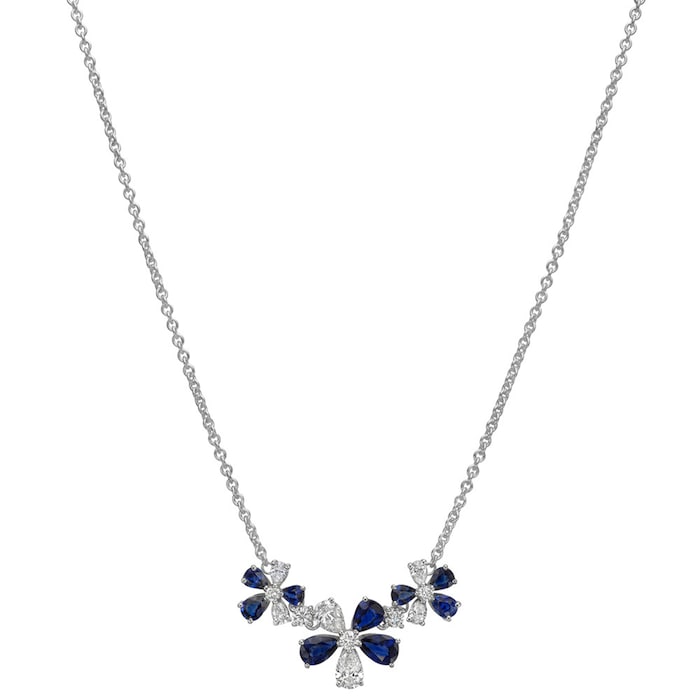 Betteridge 18k White Gold 2.57cttw Sapphire and 1.24cttw Diamond Flower Pendant