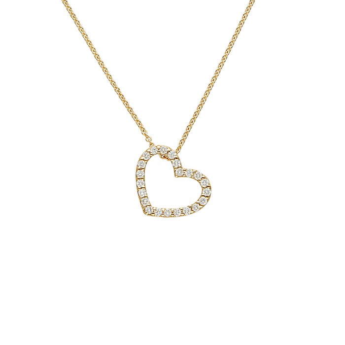 Betteridge 18k Yellow Gold 0.18cttw Diamond Skewed Open Heart Pendant 17"