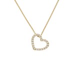 Betteridge 18k Yellow Gold 0.18cttw Diamond Skewed Open Heart Pendant 17"