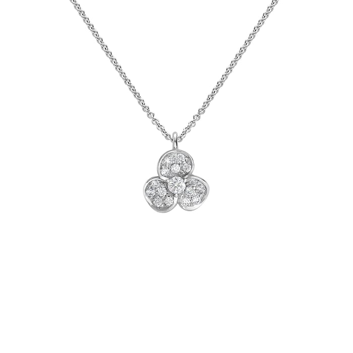 Betteridge 18k White Gold 0.17cttw Diamond 9mm 3 Petal Flower Pendant