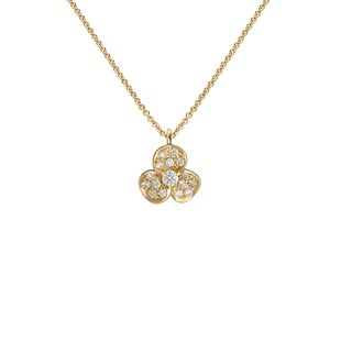 Betteridge 18k Yellow Gold 0.17cttw Diamond 9mm 3 Petal Flower Pendant