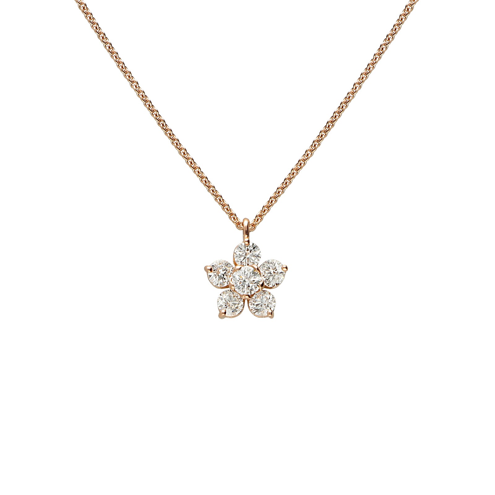 Betteridge 18k Rose Gold 0.40cttw Diamond Flower Pendant 17"
