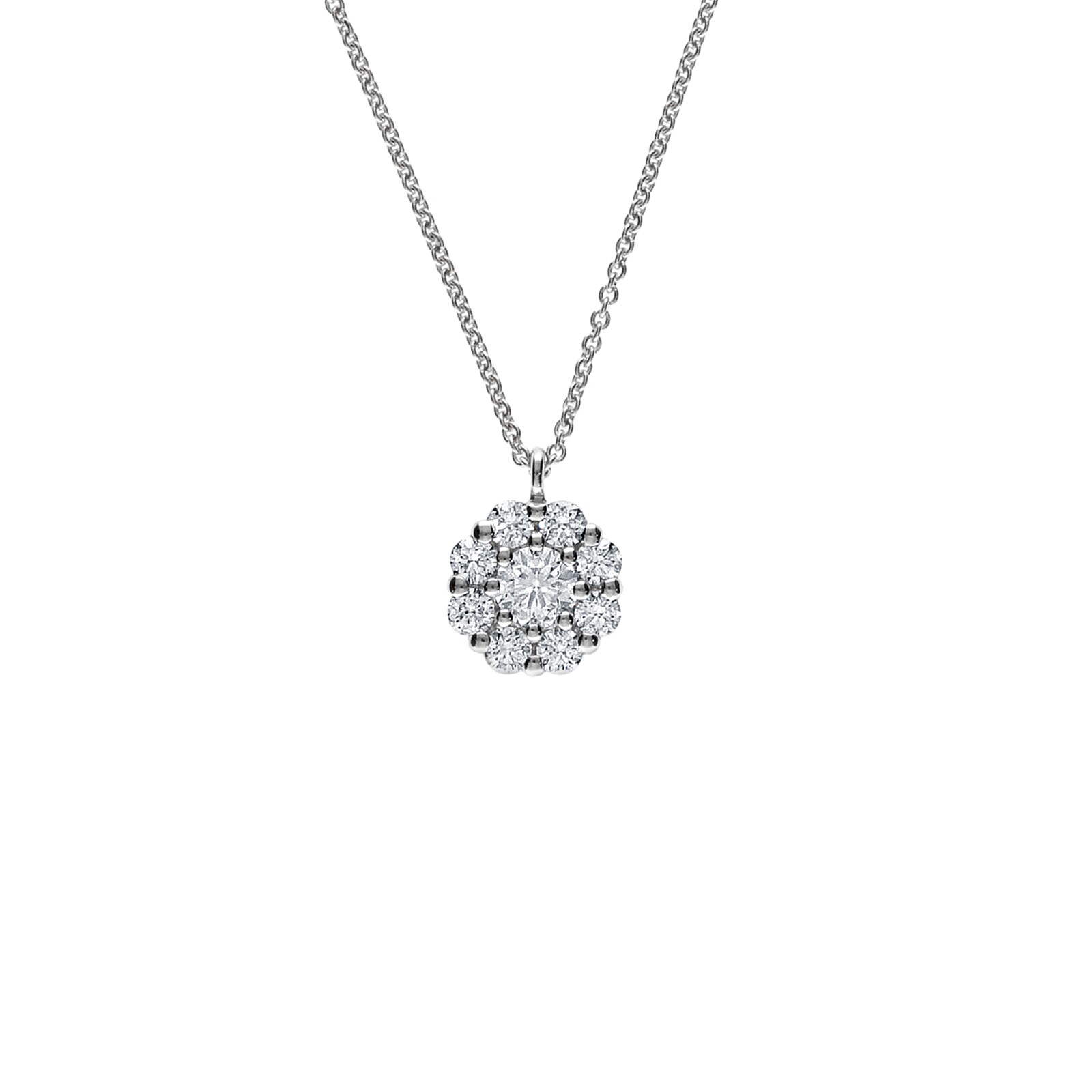 Betteridge 18k White Gold 0.48cttw Diamond 8mm Cluster Pendant 17"