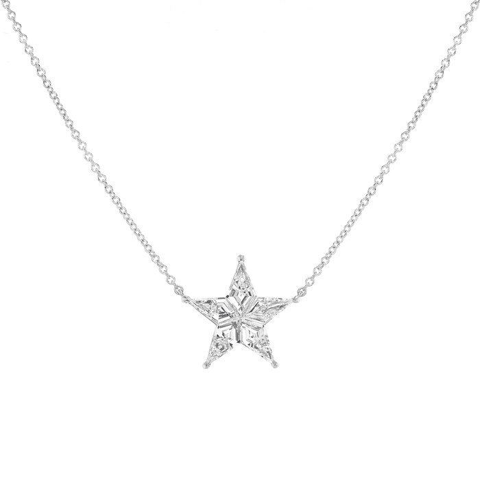 Betteridge 18k White Gold 0.48cttw Kite Cut Diamond Star Shape Solitaire Pendant 18"