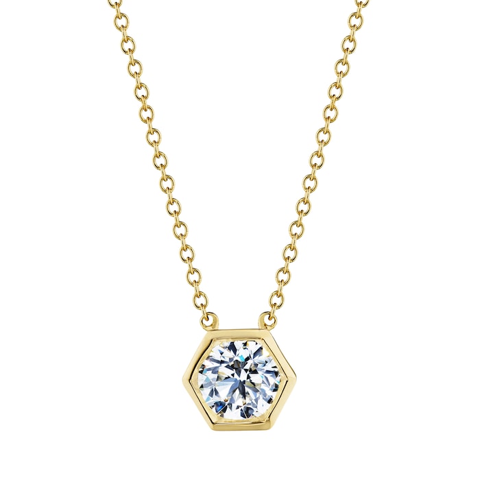 Betteridge 18k Yellow Gold 0.70cttw Brilliant Cut Diamond Bezel Set Hexagonal Pendant 18"