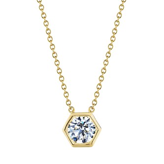 Betteridge 18k Yellow Gold 0.70cttw Brilliant Cut Diamond Bezel Set Hexagonal Pendant 18"