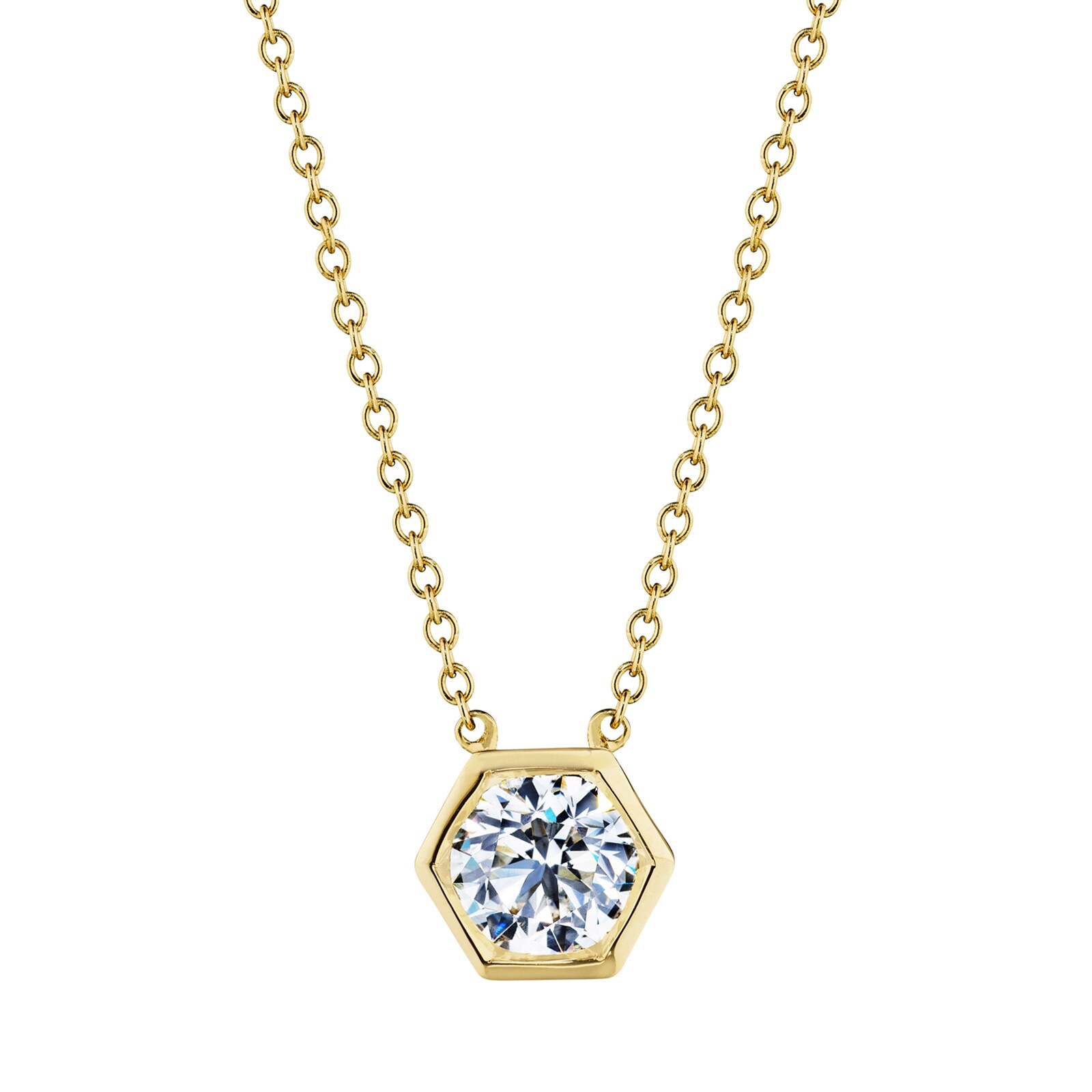 Betteridge 18k Yellow Gold 0.70cttw Brilliant Cut Diamond Bezel Set Hexagonal Pendant 18"