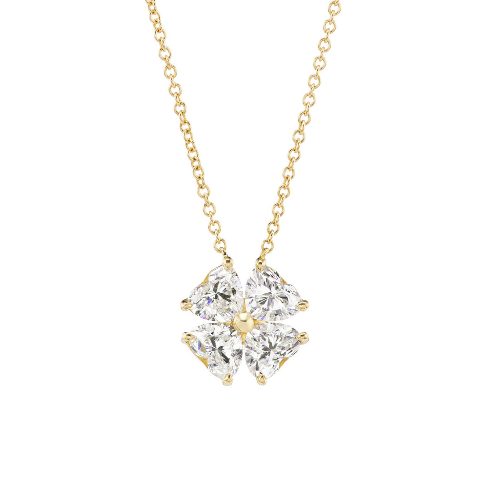 Betteridge 18k Yellow Gold 1.20cttw Heart Shaped Diamond Flower Pendant