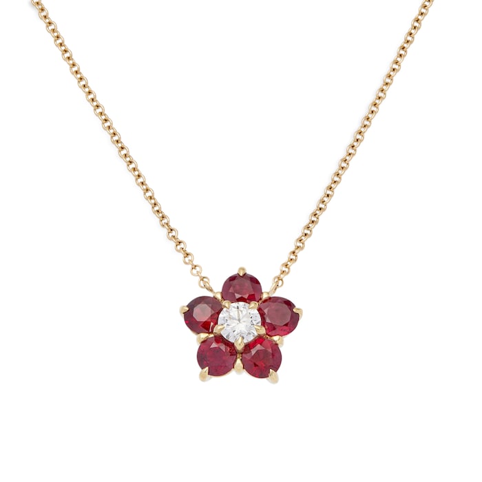 Uneek 18k Yellow Gold 1.75cttw Ruby and 0.25cttw Diamond Cluster Astra Pendant