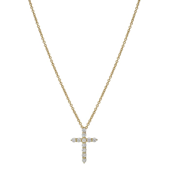 Uneek 18k Yellow Gold 0.25cttw Diamond Cross Pendant