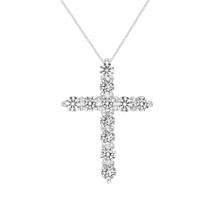 Uneek 18k White Gold 0.50cttw Diamond Cross Pendant 18"