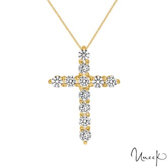 Uneek 18k Yellow Gold 0.50cttw Diamond Cross Pendant 18" Uneek 18k Yellow Gold 0.50cttw Diamond Cross Pendant 18"