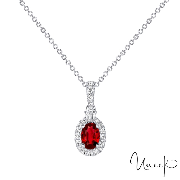 Uneek 18k White Gold 0.51cttw Ruby and 0.17cttw Diamond Cluster Pendant