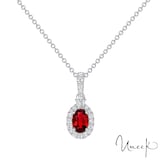 Uneek 18k White Gold 0.51cttw Ruby and 0.17cttw Diamond Cluster Pendant