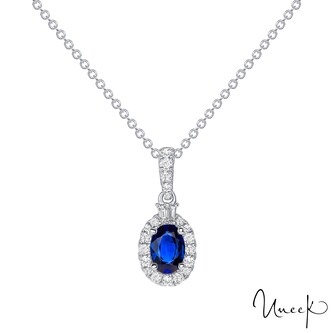 Uneek 18k White Gold 0.62cttw Sapphire and 0.18cttw Diamond Cluster Pendant