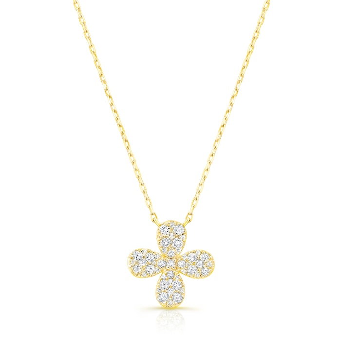 Uneek 18k Yellow Gold 0.52cttw Diamond Flower Pendant