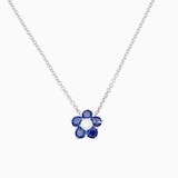 Uneek 18k White Gold 0.70cttw Sapphire and 0.10cttw Diamond Cluster Astra Pendant